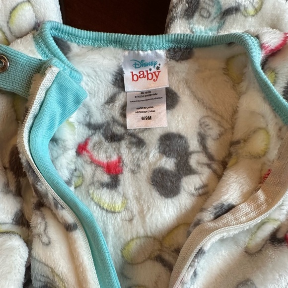 Disney Baby Mickey Mouse Zippered Onesie Footed Sleeper - Picture 9 of 10